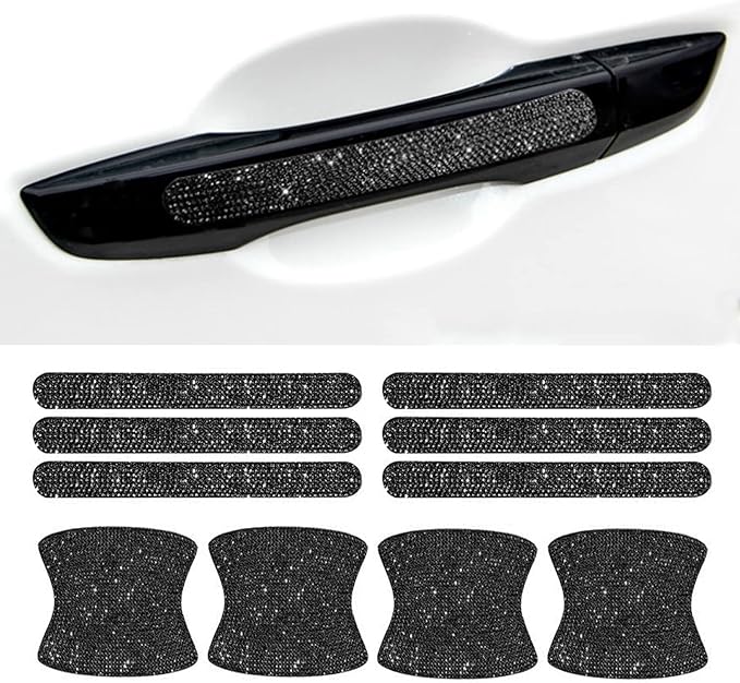 BetterJonny 10PCS Crystal Protector, Rhinestone Stickers Bling Scratch Protector for Women & Girls (Black)