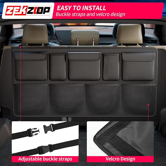 Car Trunk Organizer Compatible with 2010-2025 2026 Toyota 4Runner 5 Seats Trunk Storage Bag with 9 Pockets Large Capacity Backseat Hanging Storage (41"*20") for 4 Runner 5-Seater Accessories