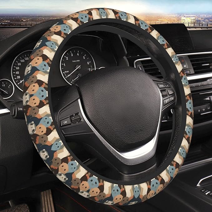 Adorable Ferret Pattern Neoprene Steering Wheel Covers Women Men Car Accessories, Universal 15 Inch Fit Auto, Suvs, Truck