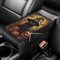BIGCARJOB Halloween Armrest Cover for Cars Black Cat Print Car Armrest Cover Center Console Halloween Decorations Middle Console Cover Armrest Pad with Pocket