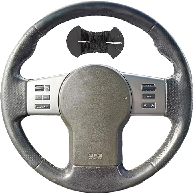 Car Steering Wheel Cover Microfiber Leather Stitch Wheel Wrap Fit for Nissan Pathfinder III Frontier Xterra Navara 2005 2006 2007 2008 2009 2010 2011 2012 2013 2014 2015,Black