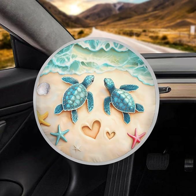Starfish Steering Wheel Sun Shade Cover Turtle Universal Steering Wheel Cover Sunblock Cover Keep Your Car for Birthday