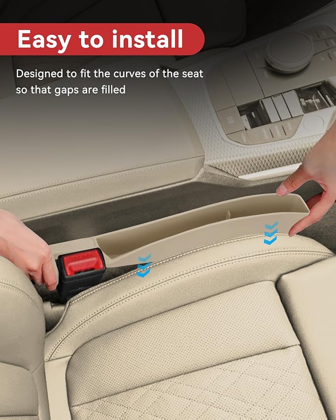 Edotim Car Seat Gap Filler, Seat Gap Organizer with Phone Holder, Car Seat Accessories, Car Organizer Fit SUV Truck-2PCS Beige