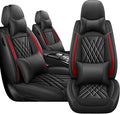 JGDL Car Seat Covers for Subaru Crosstrek 2016-2026, 2 Piece Set Nappa Leather Non-Slip Seat Protectors, Breathable Seat Cover Set. (Deluxe 2 Seats, Black Red)