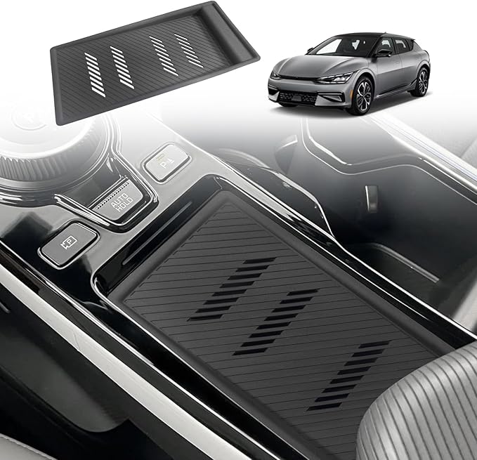 BestEvMod for EV6 Center Console Phone Charge Area Silicone Mat Non Slip Silicone Pad Interior Accessories Compatible with 2022 2023 2024 Kia EV6