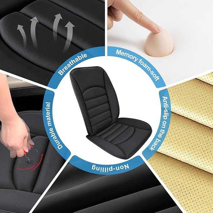 Sanwom Car Seat Cushion Chair Cushions Set with Back Support,1.2in Memory Foam Pressure Relief Non-Slip Design Truck Seat Cushion for Driving, Ergonomic Chair Seat Pad for Office Gaming Wheelchair