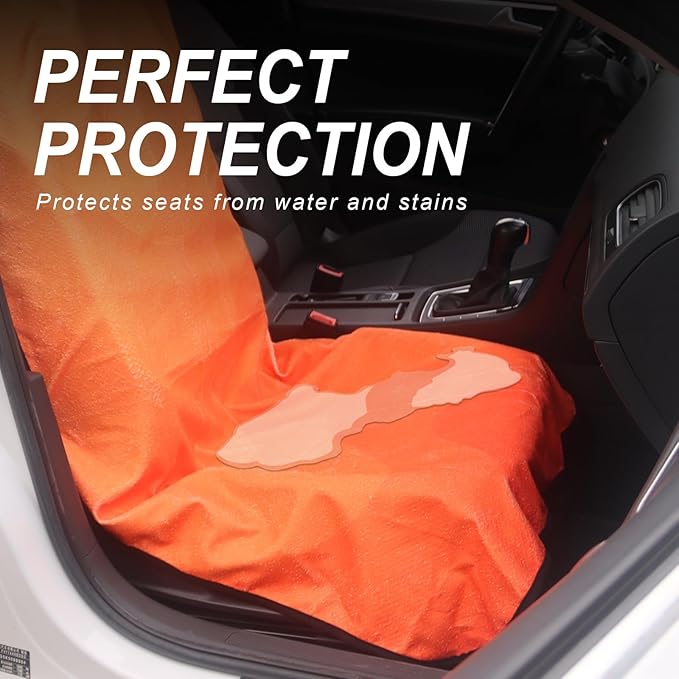 nbnhxnff Sweat Towel Car Seat Cover Protector Front Seats for Gym Workout, Running, Swimming, Beach and Hiking, Waterproof Universal Seat Cover for Car, Trucks, Van & SUV (Orange, 1pcs Front Seat)