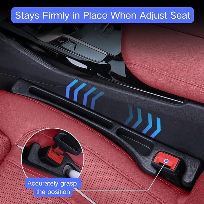 YOYOKIT 2PCS Car Seat Gap Filler, Universal No Drop Seat Guard Organizer, Stocking Stuffers for Men Women, Car Accessories Between Seat & Console for Car, SUV, Truck (Black)