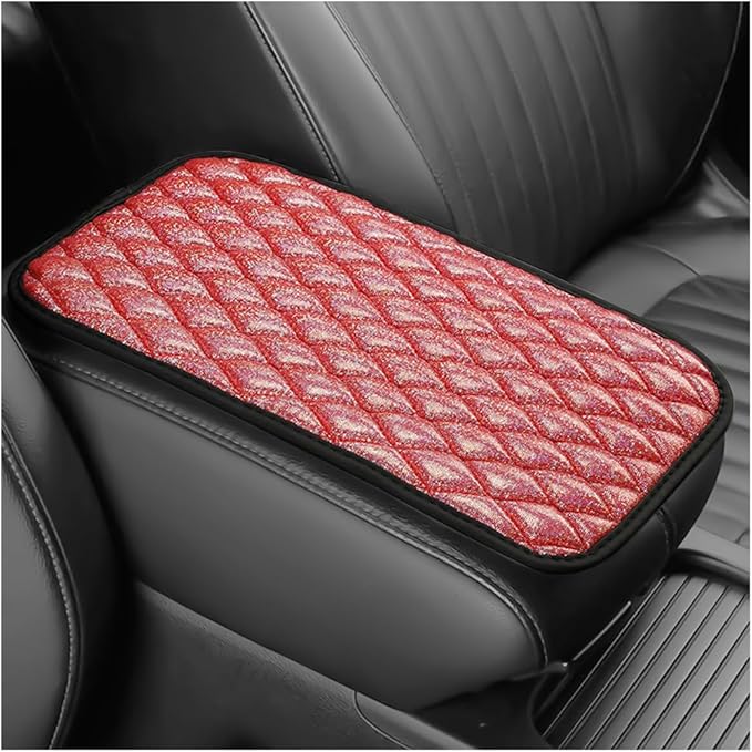Car Center Console Cover, Soft Comfortable Vehicle Armrest Seat Box Cover Cushion, Wear Resistant Auto Armrest Storage Box Decoration Protector Pad, Universal for Truck SUV Sedan (Red)