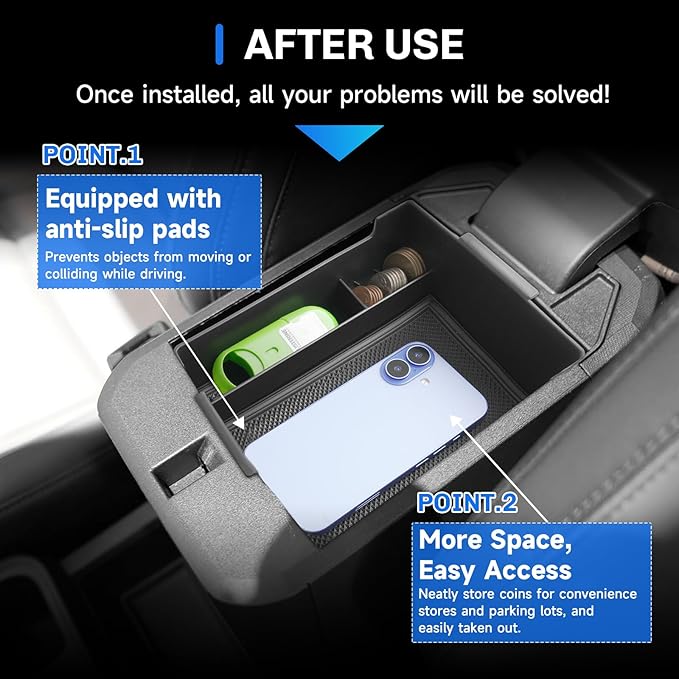 SXCY 2PCS for 2025 2026 Ford Maverick Armrest Organizer + Dashboard Organizer Tray for 2025 2026 Ford Maverick Accessories Console Tray 2025 2026 Maverick Behind Dash Center Console Organizer Tray