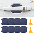 PATIKIL 3.54" x 3.94" Car Door Handle Sticker, 8Pcs Carbon Fiber Anti-Scratches Vehicle Door Cup Protector with Scraper Auto Door Handle Protective Film for Cars Trucks RV SUV, Light Blue