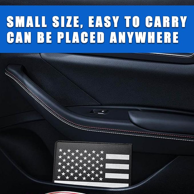 Ziciner Car Registration Insurance Holder, 2Pack Essential Auto Card Document Glove Box Organizer with Touch Fastener, Vehicle Interior Accessories Perfect for Most Car, Truck, SUV (Black/Back Flag)