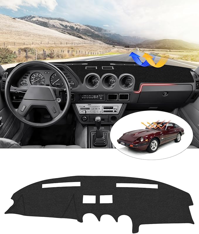 CARTIST Dash Cover Fit for 1979-1983 Datsun 280ZX/Nissan Fairlady Z S130 Dashboard Cover Mat for 280ZX Accessories Non-Slip Carpet Sunshield Glare UV Rays Protector