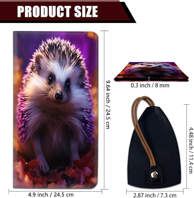Yuxcfhjfe Car Registration and Insurance Holder, PU Leather Auto Document Holder for Men&Women, Vehicle Glove Box Compartment Organizer with Magnetic Shut for Driver's License, Spiny Hedgehog Pattern