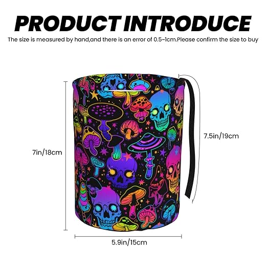 BEIANSHUO Mushrooms Skulls Car Trash Can Collapsible Garbage Can,Hanging Trash Bag Water Proof with Suitable for Storage for Car Interiors,Home