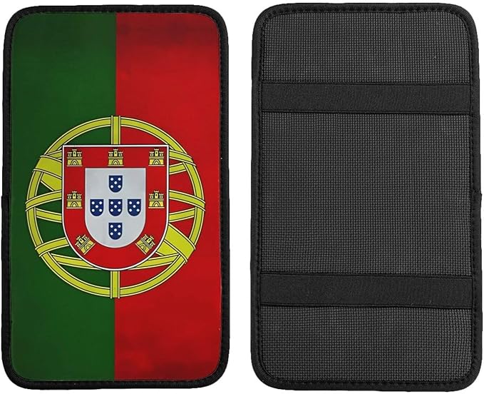 Vintage Portugal Portuguese Flag Car Center Console Cover, Universal Waterproof Armrest Pad, Soft Comfort Cushion & Scratch-Resistant Protector for Cars, SUVs and Trucks