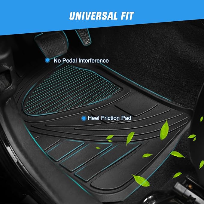 Nilight PVC Floor Mats for Cars Trucks SUVs,Universal Trim to fit for Most Vehicles,All Weather Protection Heavy Duty Floor Liners,Pack of 3