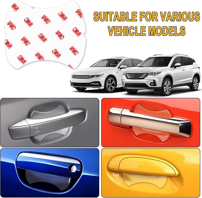 4Pcs Car Door Handle Protector,Waterproof Anti-Scratch Stickers Covers,Transparent Universal Car Door Handle Protector Accessories