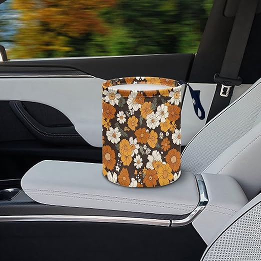 Brosoneto Collapsible Floral Trash Can - Accessories for Cars, Camping & Family Gatherings, Easy to Clean