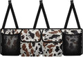 Large Capacity Car Backseat Trunk Organizer with Adjustable Straps Black Hanging Brown Cow Spots Trunk Storage Bag