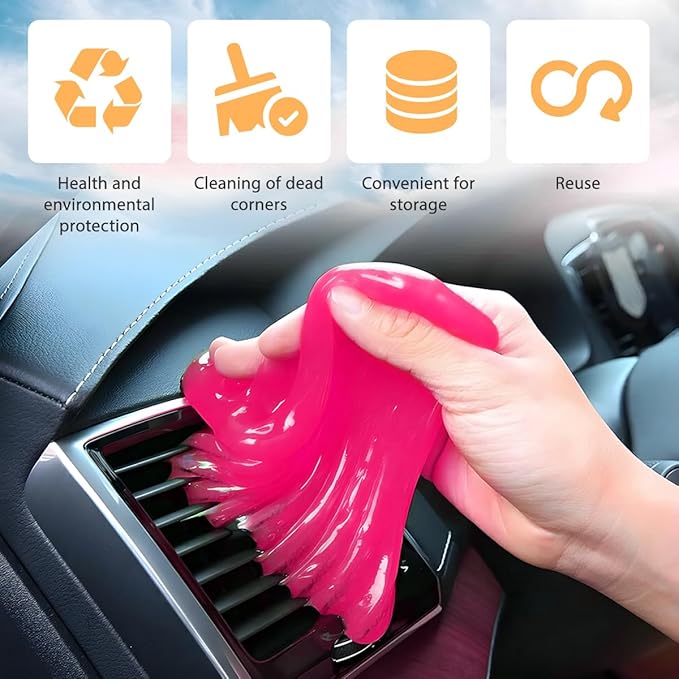 Car Cleaning Gel, Reusable Vehicle Air Vent Crevice Detailing Putty, Automotive Interior Detail Slime Cleaner Removal Tool Kit Accessories, Universal for SUV, Sedan, Truck (Red)