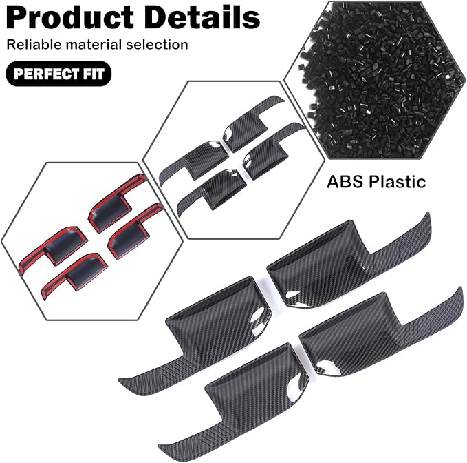 Suetlcoity Car Door Bowl Scratch Protector for Hummer EV Accessories Exterior Door Handle Bowl Cover Protection Trim for Hummer EV SUV Truck 2022-2024 2025 4 Doors, ABS Plastic (Carbon Fiber Style)