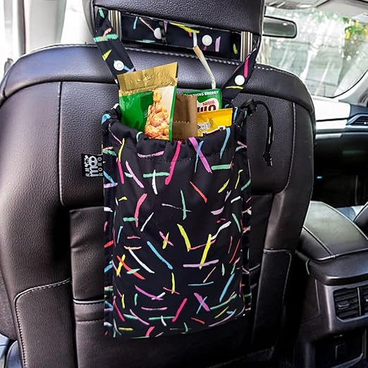 RMMOORORO Cute Hanging Car Trash Garbage Bag 100% Leakproof Waterproof Multipurpose for Car Back Front Seat Console with Hanging Strap (Colorful Lines)
