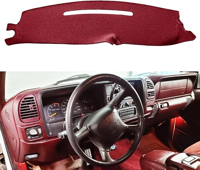 Dash Cover Custom Fit for 1997-2000 Chevy Chevrolet Silverado/GMC Sierra C1500 C2500 C3500 K1500 K2500 K3500, 1997-99 GMC Yukon/Chevy Tahoe Suburban, Dashboard Mat Pad Carpet (97-98, Maroon) Y57