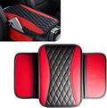 Patchwork Leather Center Console Cover, Upgraded Car Armrest Cover with 2 Storage Bags, Universal Arm Rest Covers for Car, Vehicle Interior Accessories Middle Console Cushion Organizer (Red)