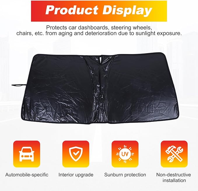 LLKUANG Car Windshield Sun Shade Compatible with Toyota Tacoma 2006-2024 Auto Windshield Sunshades Foldable Blocks UV Rays Sun Visor to Keep Your Vehicle Cool and Damage Free (Style D)