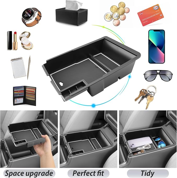 SKTU for 2024 2025 2026 Kia Sorento Center Console Organizer for 2024 2025 2026 Kia Sorento Accessories Console Tray 2024 2025 2026 Sorento Armrest Storage Box with Coin Holder Durable (White)