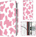 BAUCIWLD Premium Car Registration and Insurance Card Holder, Cute PU Leather Car Document Holder, Vehicle Glove Box Car Organizer with Magnetic Closure for Driver License, Cards Pink Cow Print