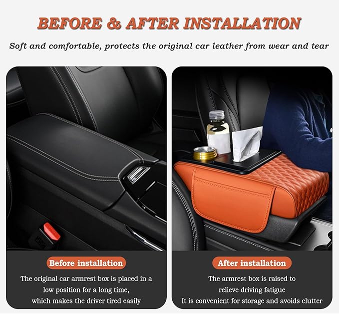 Car Center Console Cover for Acura MDX 2014-2025, Armrest Storage Box, Multifunctional Center Console Cover Organizer, Leather Armrest Protector Pad for SUV,D Grey