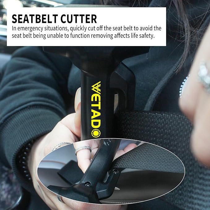 Wetado Car Safety Hammer Set, Seat Belt Cutter and Window Hammer Tool, Emergency Escape Tool Car Escape Tool 2-in-1 Seatbelt Cutter and Window Punch Breaker Tool, Glass Breaker Car Accessories