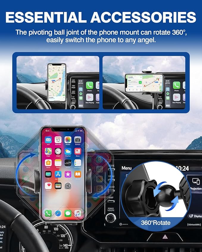 Autorder Car Phone Holder for 2021-2024 Toyota Venza XU80 LE XLE Accessories Phone Mount 8" Screen Cell Phone Automobile Cradles Hands-Free 360 Degree Rotation(Not for 12.3'' Screen)