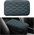 Car Center Console Pad, Waterproof Leather Armrest Seat Box Cover Protector, Non-Slip Middle Console Cushion Pad Interior Decor Fits Most Vehicles, Car Accessories (Black & Blue)