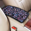 Car Center Console Cover Pad Cherry Blossom Purple Pink Armrest Box Mat Vehicle Arm Rest Cushion Protector Floral Flower Aesthetics Art Black Bohemian Consoles Rest Pillow