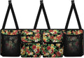 Tropical Flower Leaves Auto Back Seat Trunk Organizer Hanging Car Organizer Trunk Foldable Cargo Storage with 4 Large Pockets 3 Adjustable Straps 37x11.8inch