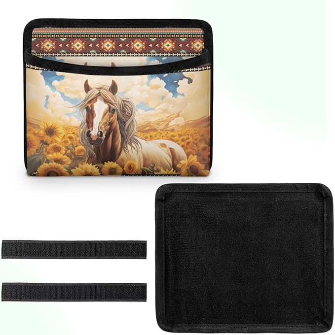 Aztec Horse Car Side Pocket Organizer, Seat Side Storage Bag, Universal Pouch for Auto Door Window Console Seat Backrest, Purse Card Phone Sunglasses Holder, Car Accessories