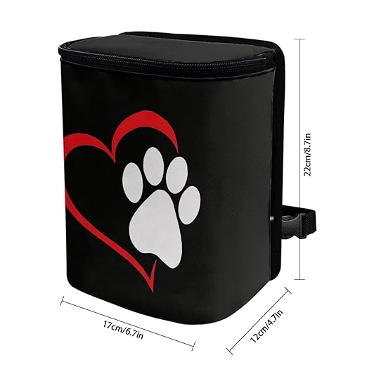 Cute Love Paw Car Trash Can with Lid Car Garbage Can Car Waste Basket, Leak-Proof Car Trash Bin, Car Trash Hanging Car Accessories Interior Car Organizer Bag
