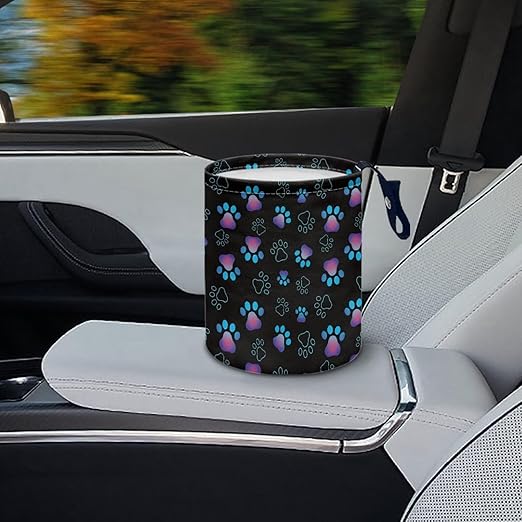 Brosoneto Dog Paw Car Trash Can, Car Trash Bag, Hanging Car Organizer and Storage Bag, Trash Bin Collapsible Universal Fit for Car Accessories, Vehicle, Travelling, Camping Trash Container