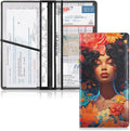 African American Black Women Car Registration and Insurance Holder Vehicle Glove Box Organizer Car Accessories Wallet Case for Women Men 202a1011