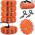 Ecoangel USB Rechargeable LED Road Flares Emergency Lights-Roadside Warning Car Safety Beacon Flashing Disc Flare Kit with Magnetic Base for Vehicles & Boat | 6 Beacon Disc Pack
