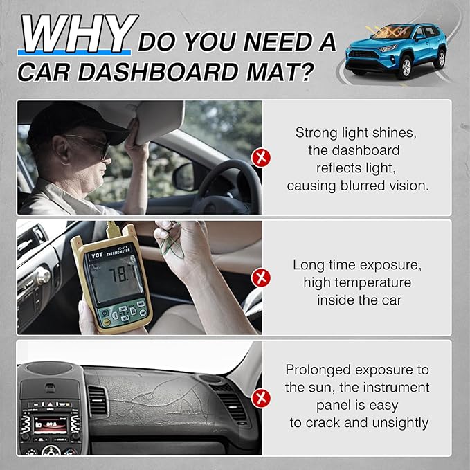 CARTIST RAV4 Dash Cover-Dashboard Cover for 2019-2025 2026 Toyota RAV4 No Glare Pad Dash Mat for RAV4 Interior Accessories[Non-Slip and Sun Protection]