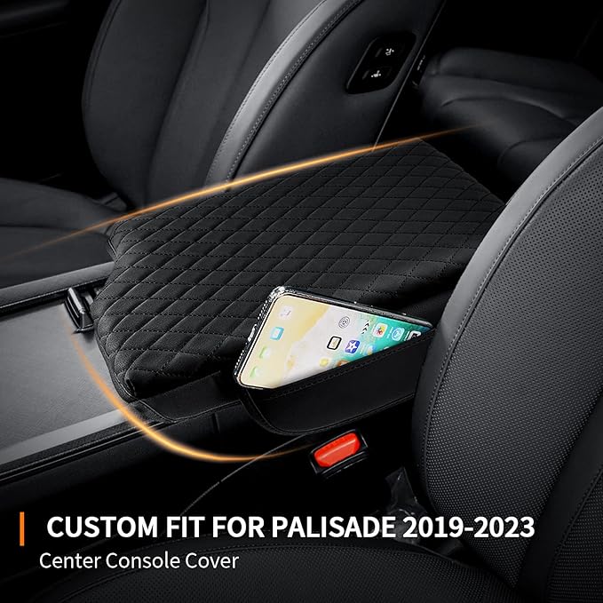 Custom Fit for Center Console Cover Palisade 2019-2024 2025 2026 Armrest Cover Center Console Pad Interior Accessories Car Armrest Seat Box Cover Protector with Pockets Storage Bag