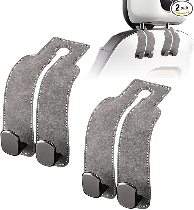 JinnEterri Car Purse Hook Purse Hook for Car Seats Headrest Car Seat Hooks,Heavy Duty Vehicle Organizer for Handbags, Groceries, Purses, Keep Car Tidy (Gray, 2 Pack)