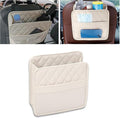 Car Back Seat Organizer, Waterproof PU Leather Car Seat Back Hanging Bag, Multifunctional Car Storage Bag Vehicles Interior Accessories for Adults, Universal for Most Cars (Beige)
