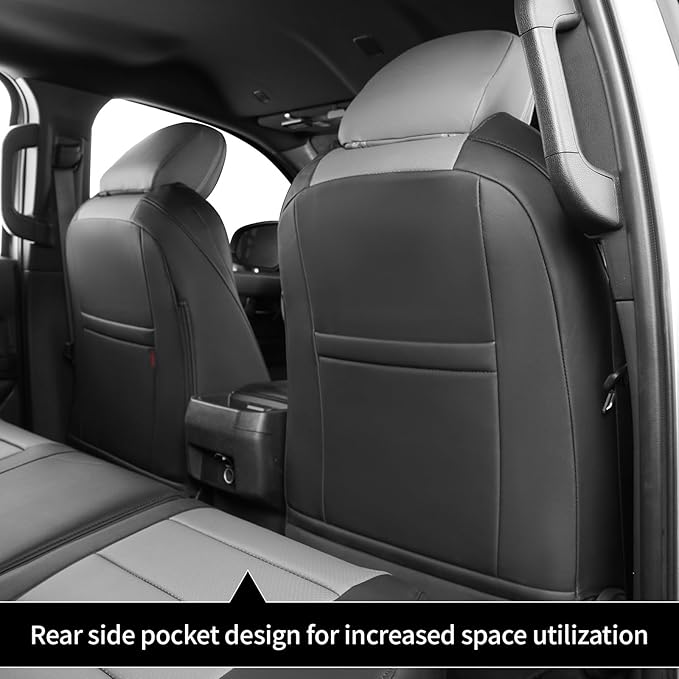 coverdream Front Tacoma Seat Covers Custom Fit for 2024-2026 Toyota Tacoma SR,SR5,TRD Sport,TRD Off-Road,Limited Truck,Fully Covered Waterproof Leather Car Seat Protector (Front Row Only,Black/Gray)