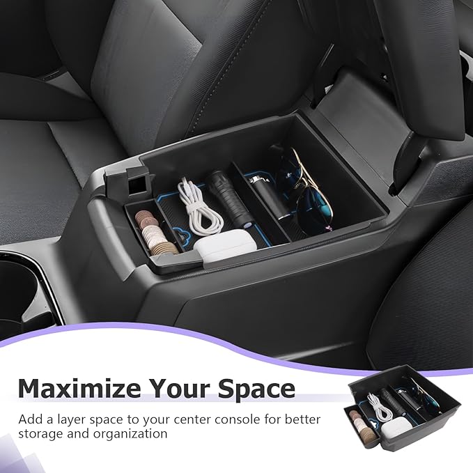 LUWU Center Console Organizer for 2023 2024 2025 2026 Colorado & GMC Canyon Accessories Armrest Console Storage Box Glove Organizer Tray ABS Material for Canyon Interior Accessories (Blue)
