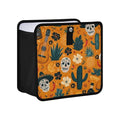 Car Trash Can Organizer Bin with Adjustable Strap for Back Front Seat Console Waterproof Leakproof Collapsible Portable 11 Inch Orange Day Of The Dead Skull Cacti